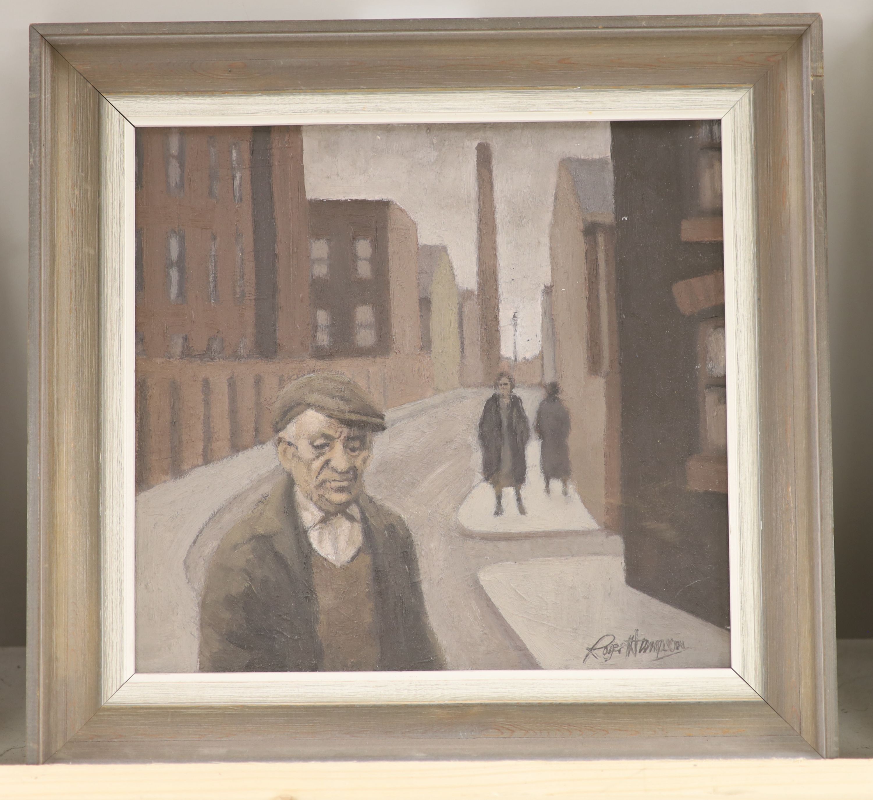 Roger Hanier Hampson (1925-1996), oil on board, 'Marsh Fold Lane, Bolton', signed, Tib Lane Gallery label verso dated 1978, 25 x 27cm